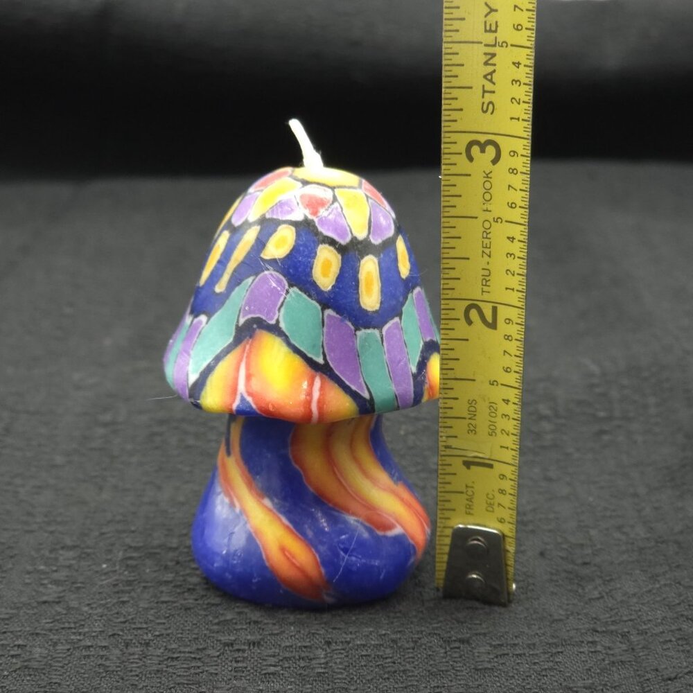 Vintage Mushroom Candle Mini Groovy Psychedelic Hippie Retro Colorful 3" Decor - Picture 6 of 7